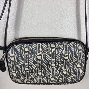 Coach Outlet Mini Camera Crossbody Bag Horse & Carriage Print Black Ivory